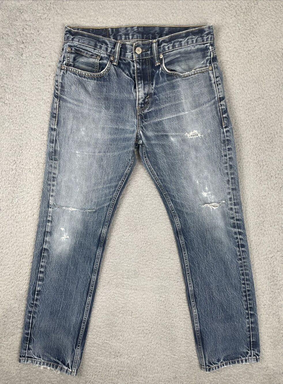 Vintage Levis 513 Jeans Mens 30x29 Blue Denim Slim Straight Distressed Fade